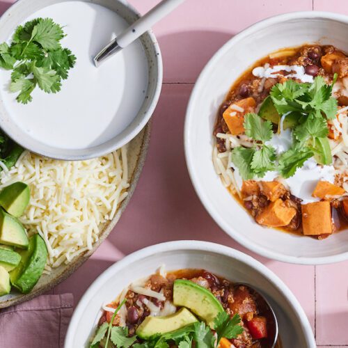 Black Bean Sweet Potato Chili from www.whatsgabycooking.com (@whatsgabycookin)