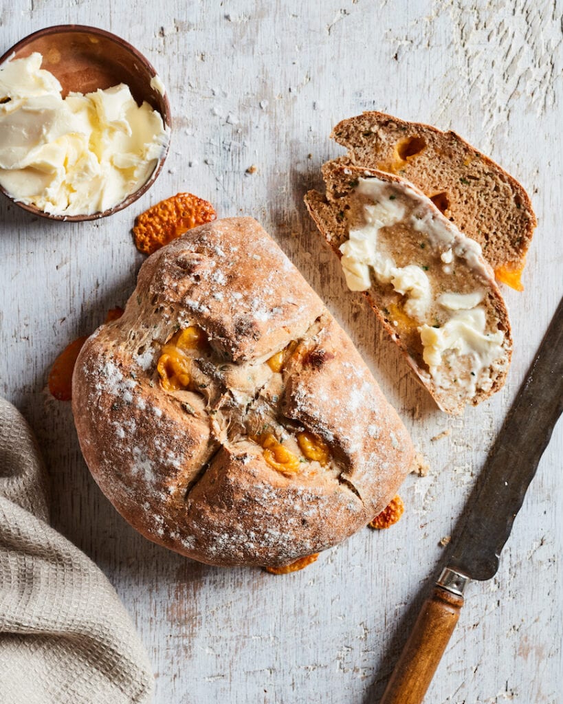 Cheddar and Chive Savory Irish Soda Bread from www.whatsgabycooking.com (@whatsgabycookin)