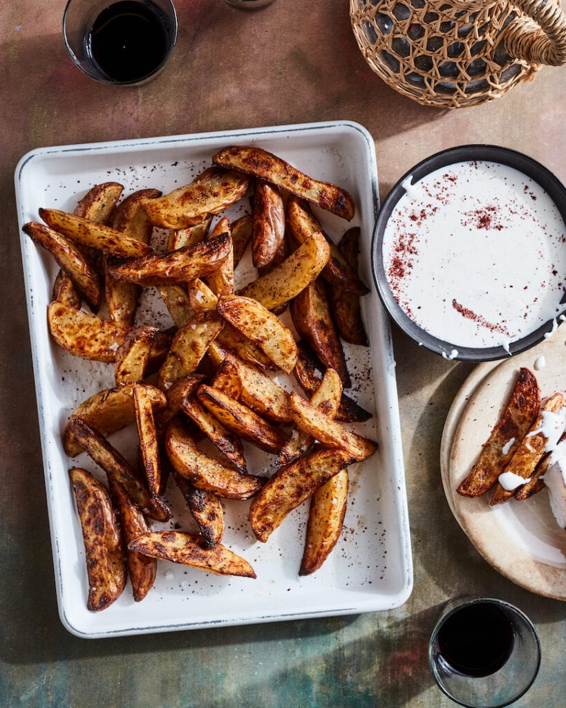 Sumac Fries with Garlic Feta Labneh from www.whatsgabycooking.com (@whatsgabycookin)