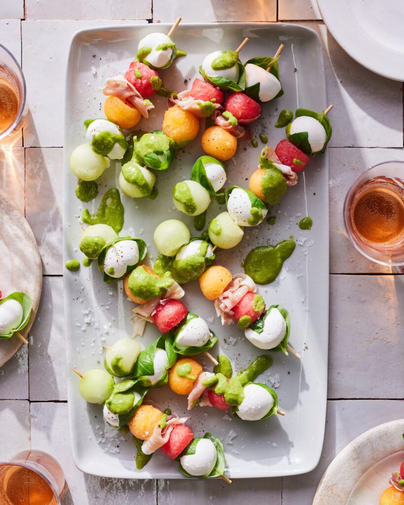 Melon Caprese Skewers from www.whatsgabycooking.com (@whatsgabycookin)