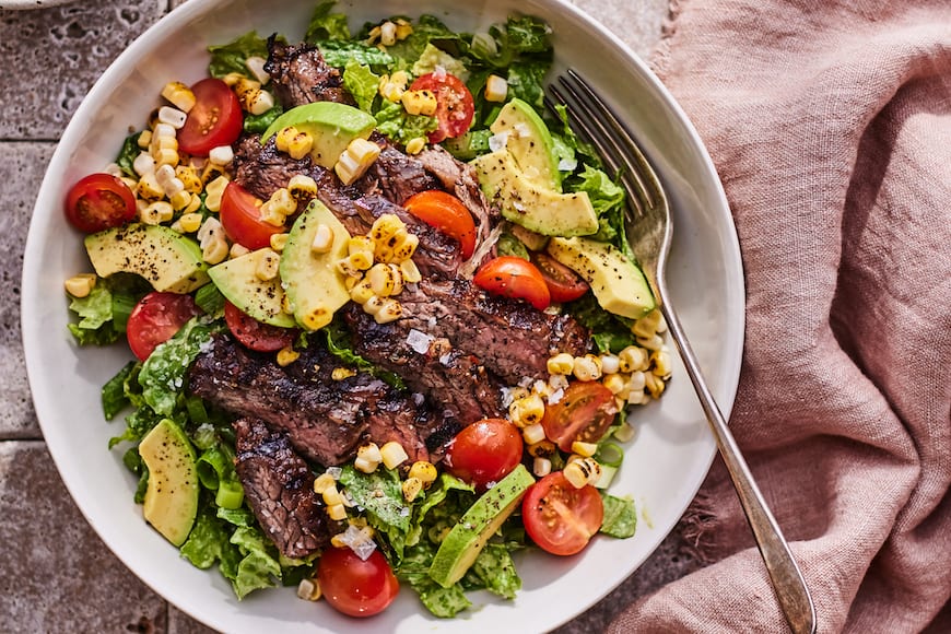 Loaded Steak Salad Bowl with Yogurt Green Goddess from www.whatsgabycooking.com (@whatsgabycookin)