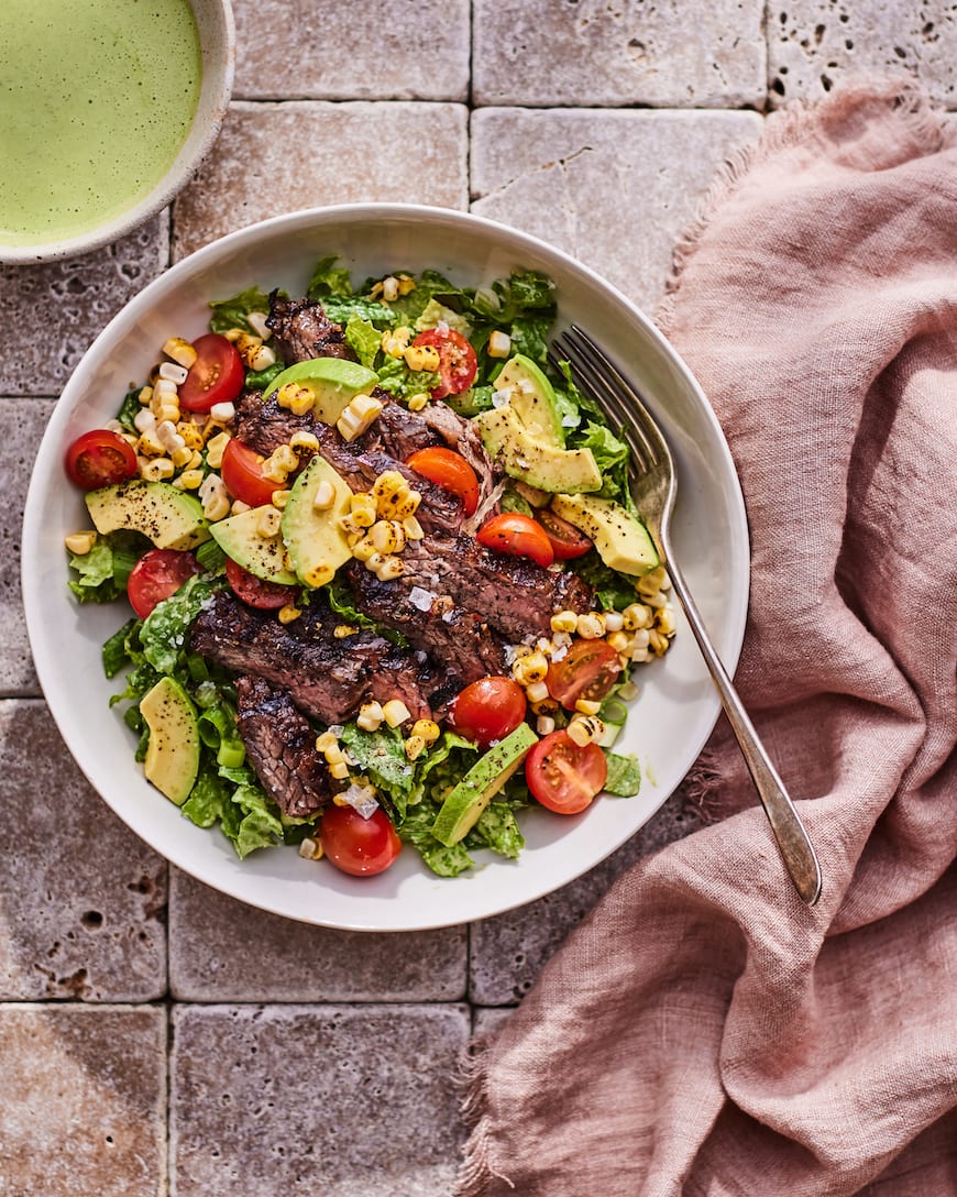 Loaded Steak Salad Bowl with Yogurt Green Goddess