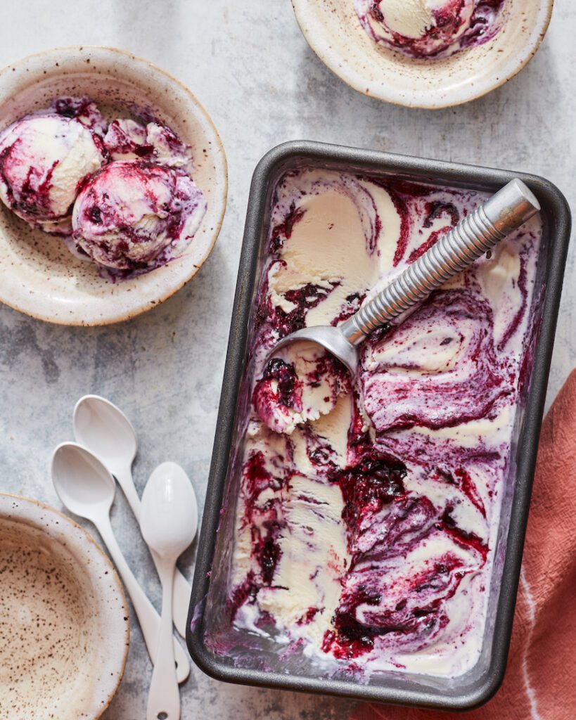 No Churn Blueberry Mascarpone Ice Cream from www.whatsgabycooking.com (@whatsgabycookin)