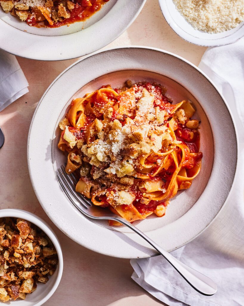 Roasted Tomato Sauce Pasta with Toasty Breadcrumbs from www.whatsgabycooking.com (@whatsgabycookin)