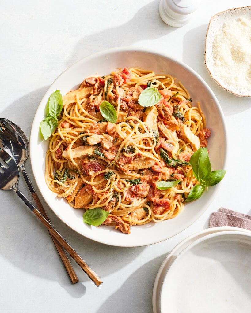 Creamy Tuscan Chicken Pasta from www.whatsgabycooking.com (@whatsgabycookin)