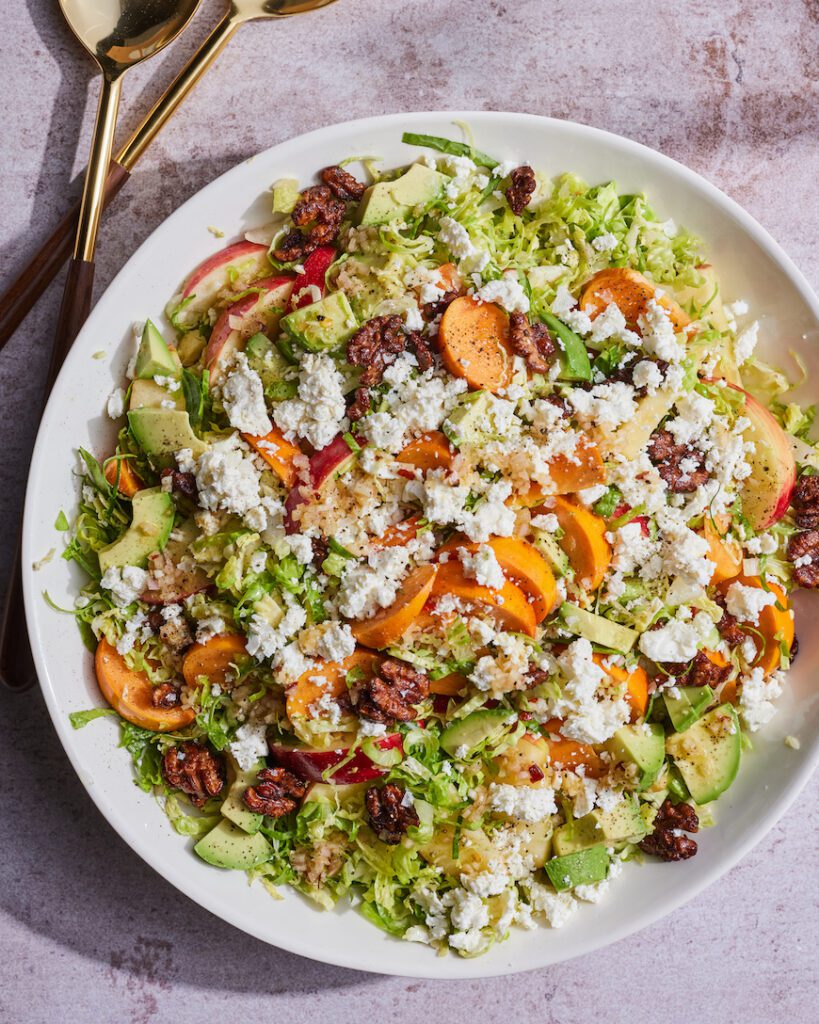 Brussels Sprouts Salad with Persimmons from www.whatsgabycooking.com (@whatsgabycookin)