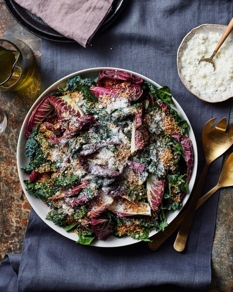 Winter Greens Salad with Pecorino Dressing from www.whatsgabycooking.com (@whatsgabycookin)