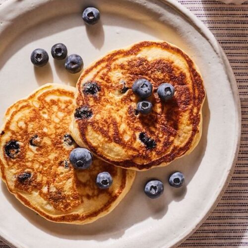 Blueberry Buttermilk Pancakes from www.whatsgabycooking.com (@whatsgabycookin)