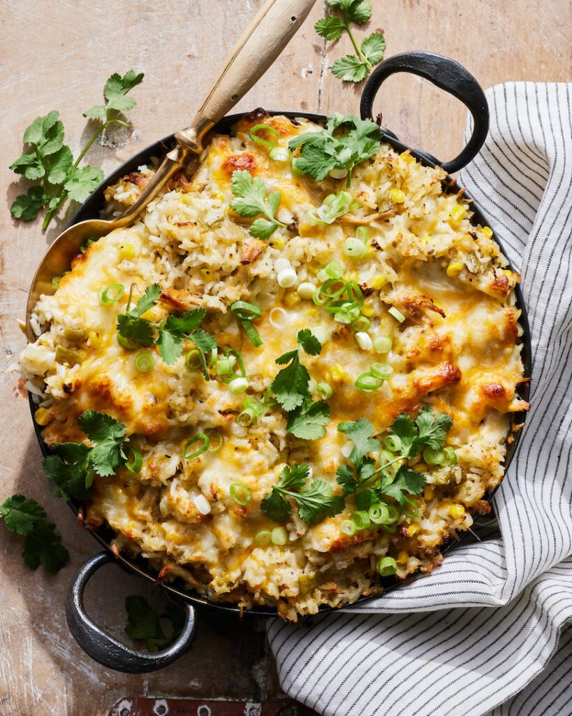 Chicken Rice and Cheese Casserole with Salsa and Sautéed Onions from www.whatsgabycooking.com (@whatsgabycookin)