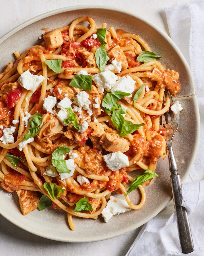 Chicken Feta Pasta from www.whatsgabycooking.com (@whatsgabycookin)