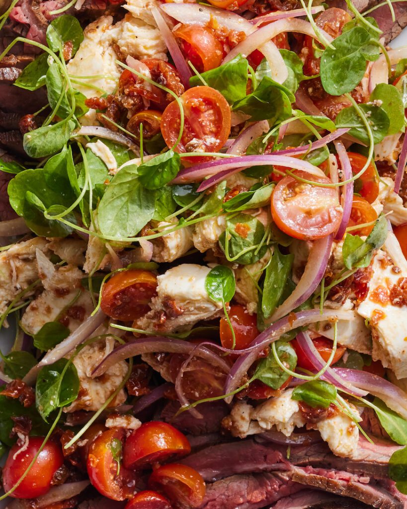 Caprese steak salad from www.whatsgabycooking.com (@whatsgabycookin)