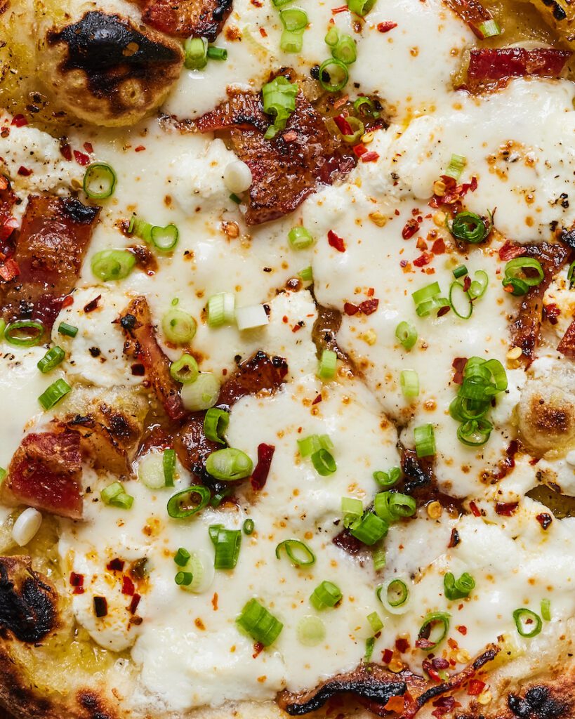 Bacon Goat Cheese and Leek Pizza from www.whatsgabycooking.com (@whatsgabycookin)