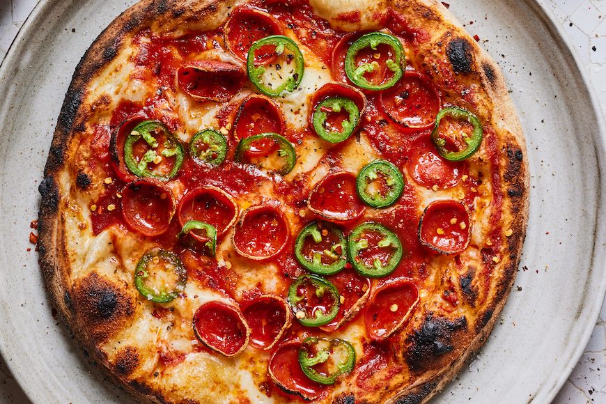 Pepperoni Pizza with Jalapeños from www.whatsgabycooking.com (@whatsgabycookin)