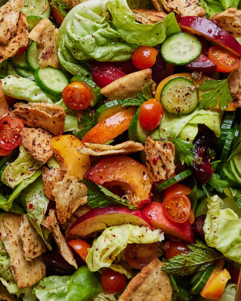 Stone Fruit Summer Fattoush from www.whatsgabycooking.com (@whatsgabycookin)