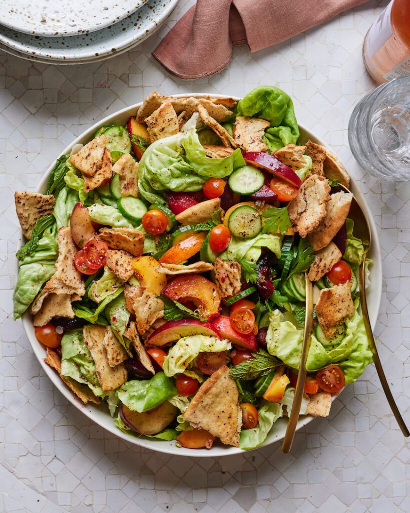 Stone Fruit Summer Fattoush from www.whatsgabycooking.com (@whatsgabycookin)