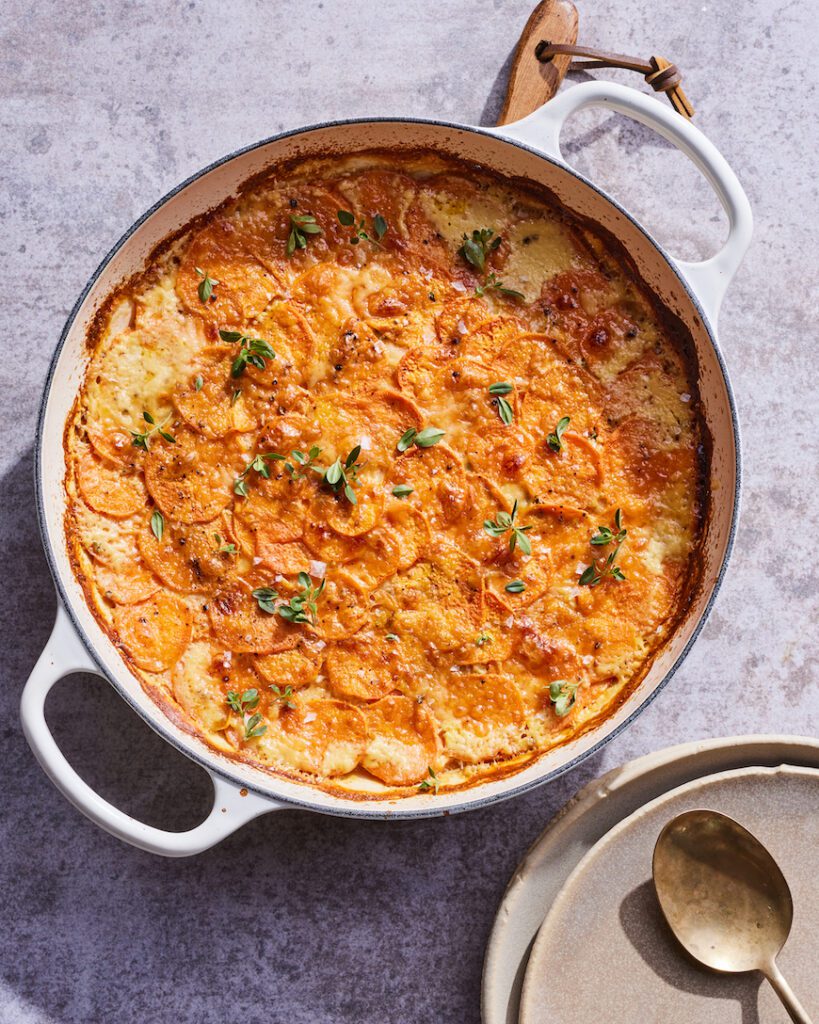 Gouda Sweet Potato Gratin from www.whatsgabycooking.com (@whatsgabycookin)