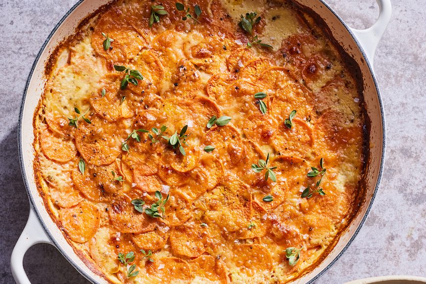 Gouda Sweet Potato Gratin from www.whatsgabycooking.com (@whatsgabycookin)
