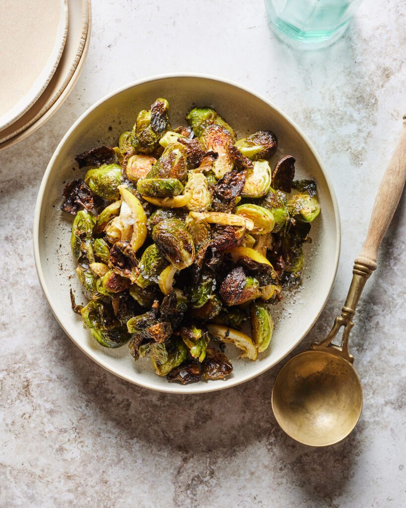 Crispy Roasted Brussels from www.whatsgabycooking.com (@whatsgabycookin)