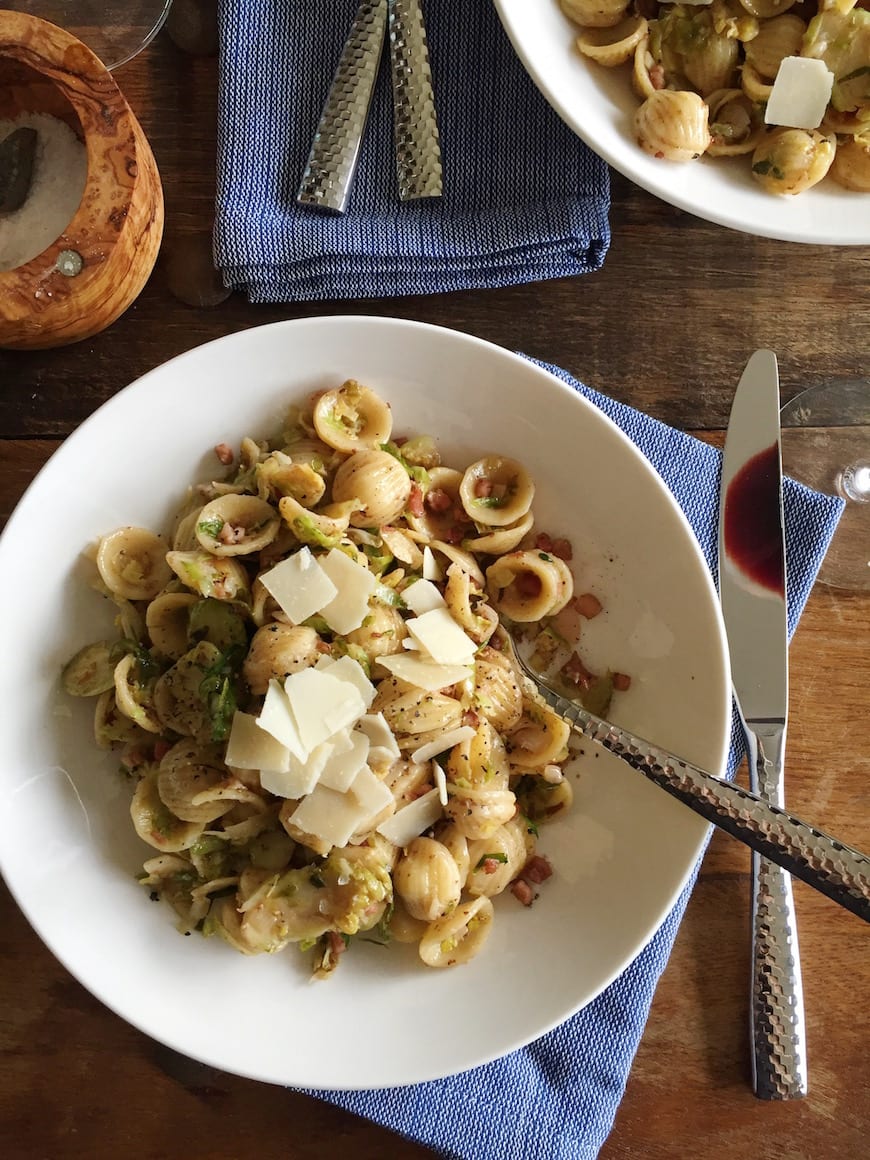 Balsamic Cream Brussels Sprouts Pasta