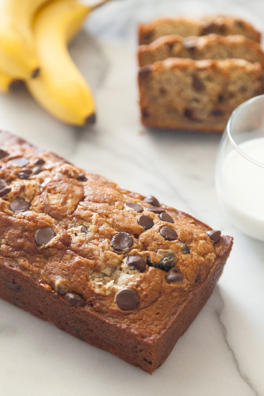 Chocolate Chip Banana Bread for a Mother's Day Brunch Menu from www.whatsgabycooking.com (@whatsgabycookin)