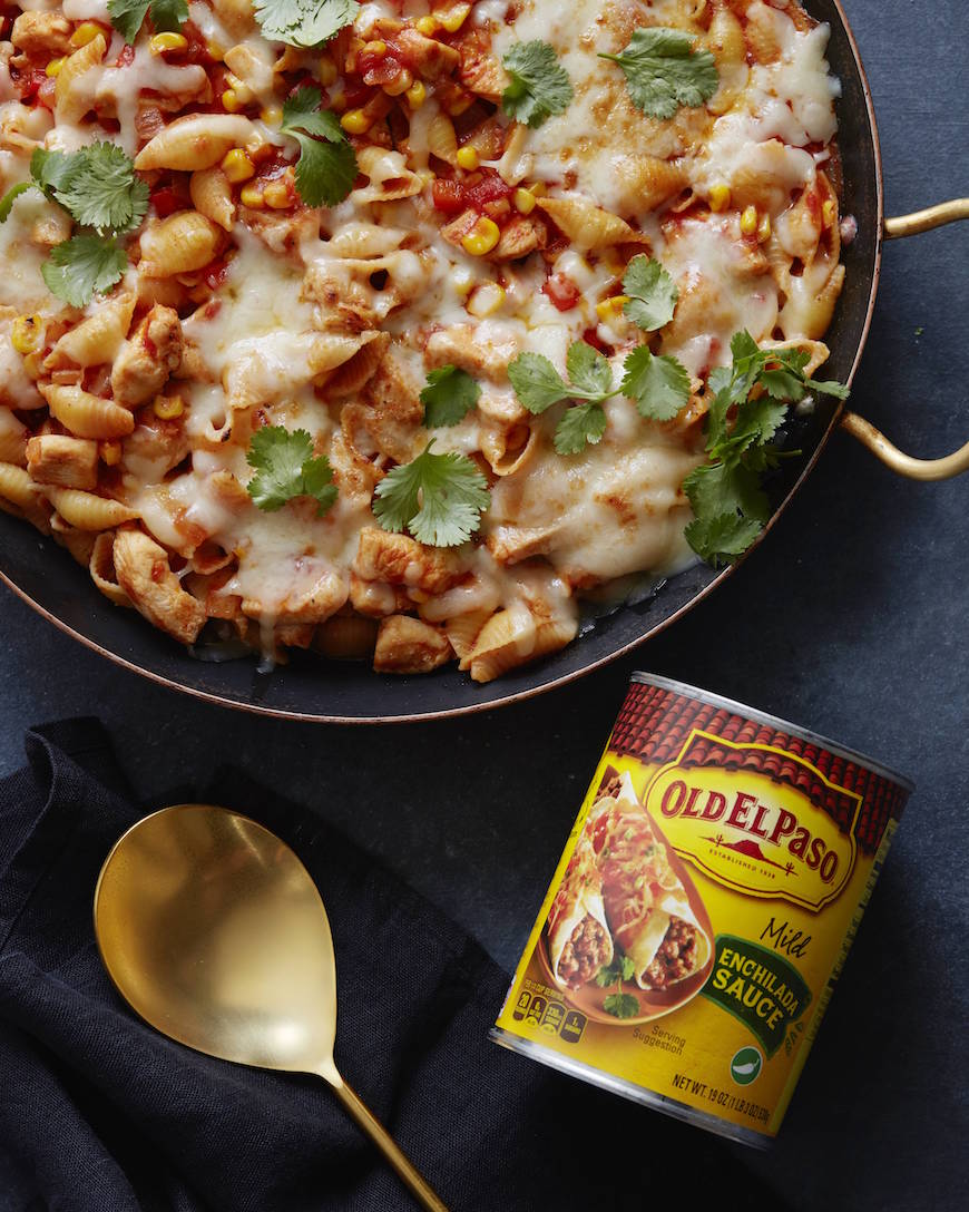 Chicken Enchilada Pasta Bake from www.whatsgabycooking.com (@whatsgabycookin)