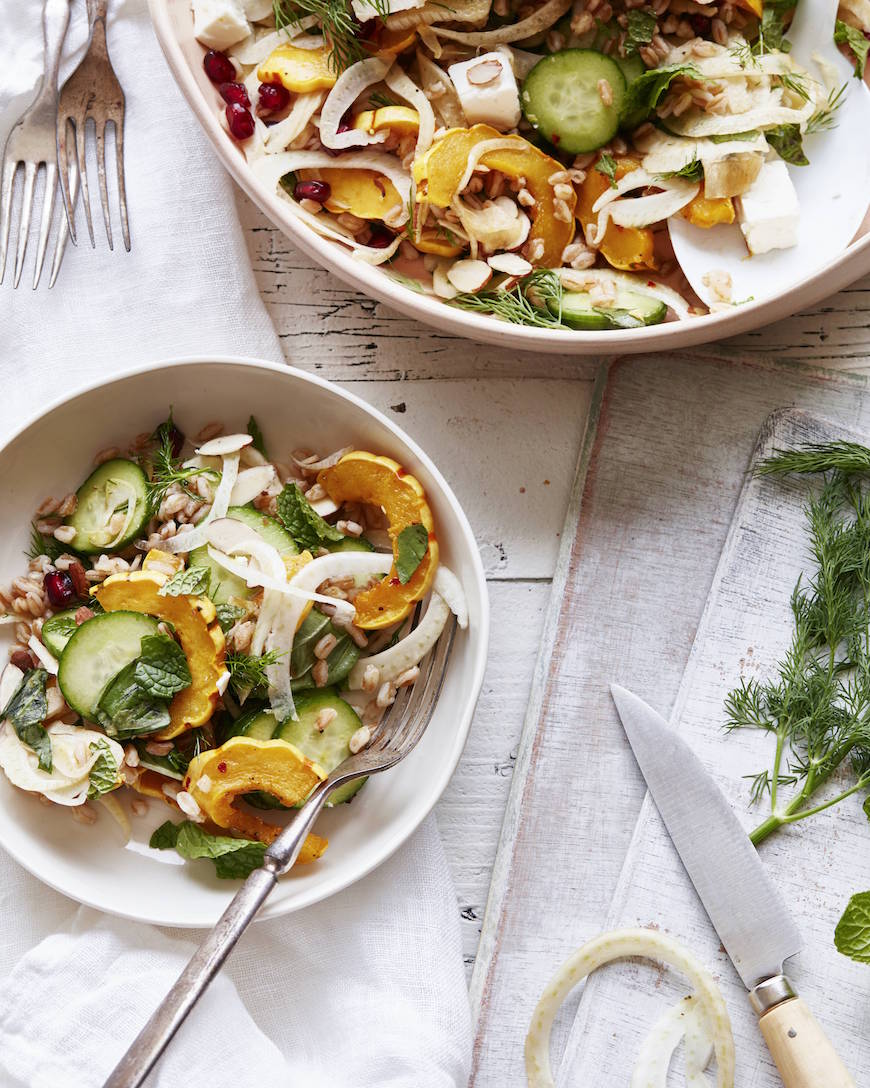 Farro Delicata Squash Salad Recipe from www.whatsgabycooking.com (@whatsgabycookin)